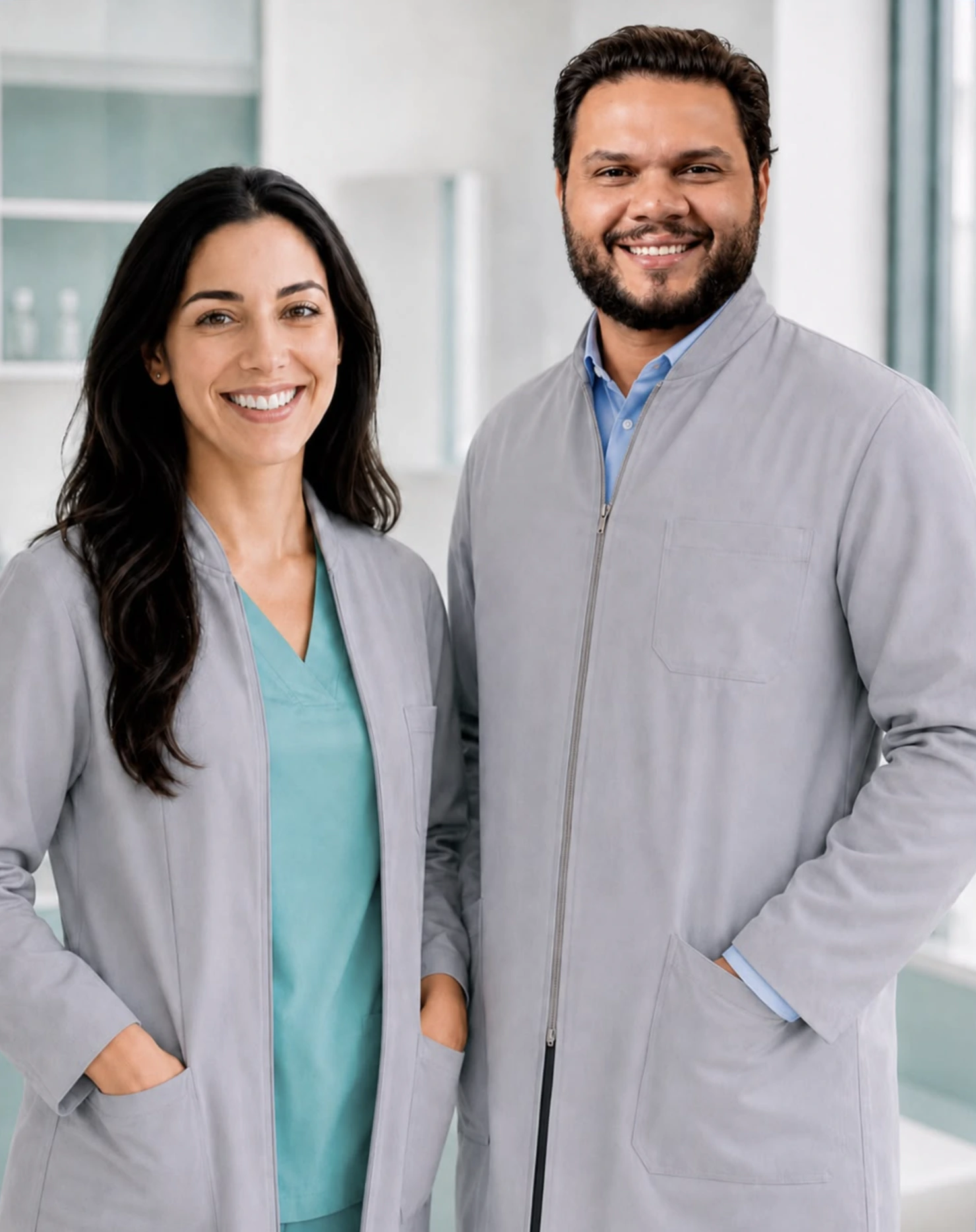Dr. Leonardo Catizani ao lado de uma profissional da equipe clínica
